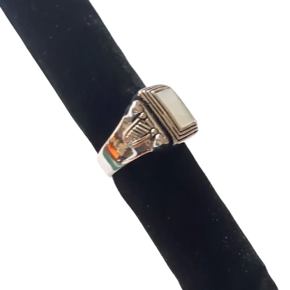 Premier Designs Abalone Ring 6.5 Park City Silver Tone Victorian Mother Of Pearl